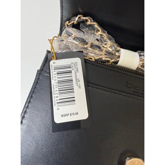 Bebe Taffy Small Crossbody Purse black Gold Chain Strap New - Picture 4 of 6